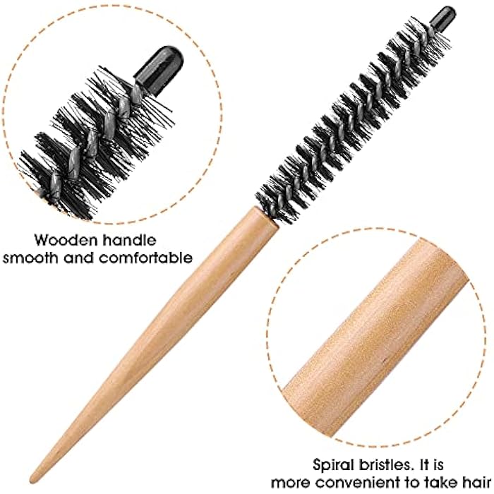 Molain 2 Pcs Mini Round Hair Brush Small Round Comb Salon Roller Comb Hair Styling Accessories for Thin Hair, Short Hair, Bangs, Beard, Lifting, Curling, Light Brown - Image 4